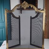 Pare-Feu Ancien en Laiton, Style Louis XV, L 83 cm / H 55 cm