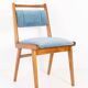 Vintage light blue velvet chair, mid-century, Europe, 1960s.