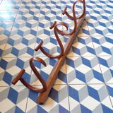 Coat rack curved wood 4 patères