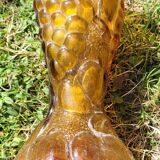 Vase "art deco" molded glass tinted gold