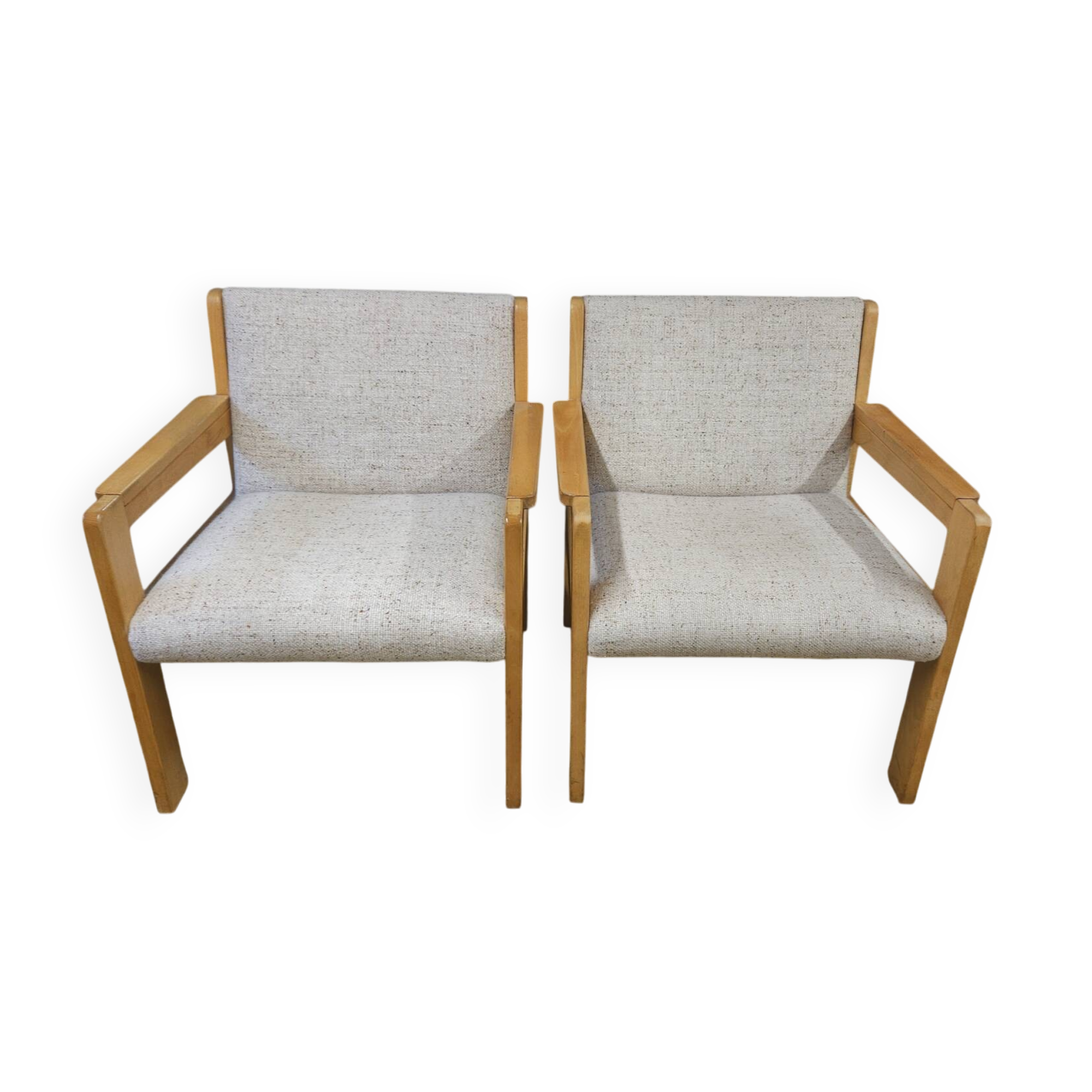 Paire de fauteuils laine bouclette 1970