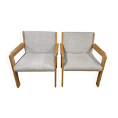 Paire de fauteuils laine bouclette 1970