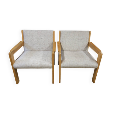 Paire de fauteuils laine bouclette 1970