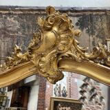 Napoleon III period fireplace mirror in gilded louis XV style wood