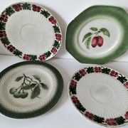 4 assiettes à dessert fruits d’été vintage