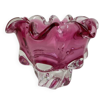 Large empty pocket or vintage pink Murano glass vase