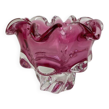 Grand vide poche ou vase verre Murano rose vintage