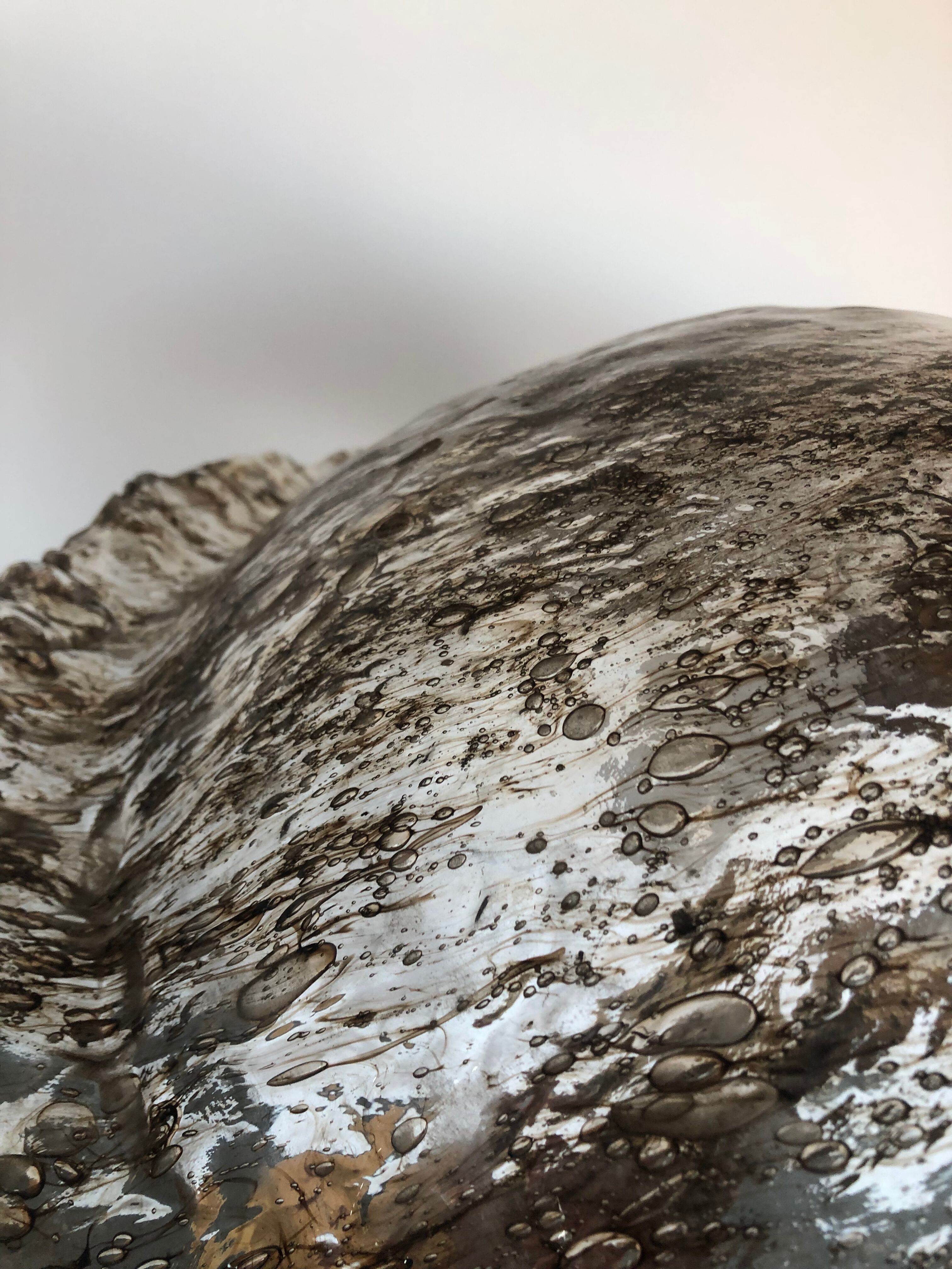 Large antique table lamp in glass and brass