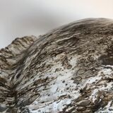 Large antique table lamp in glass and brass