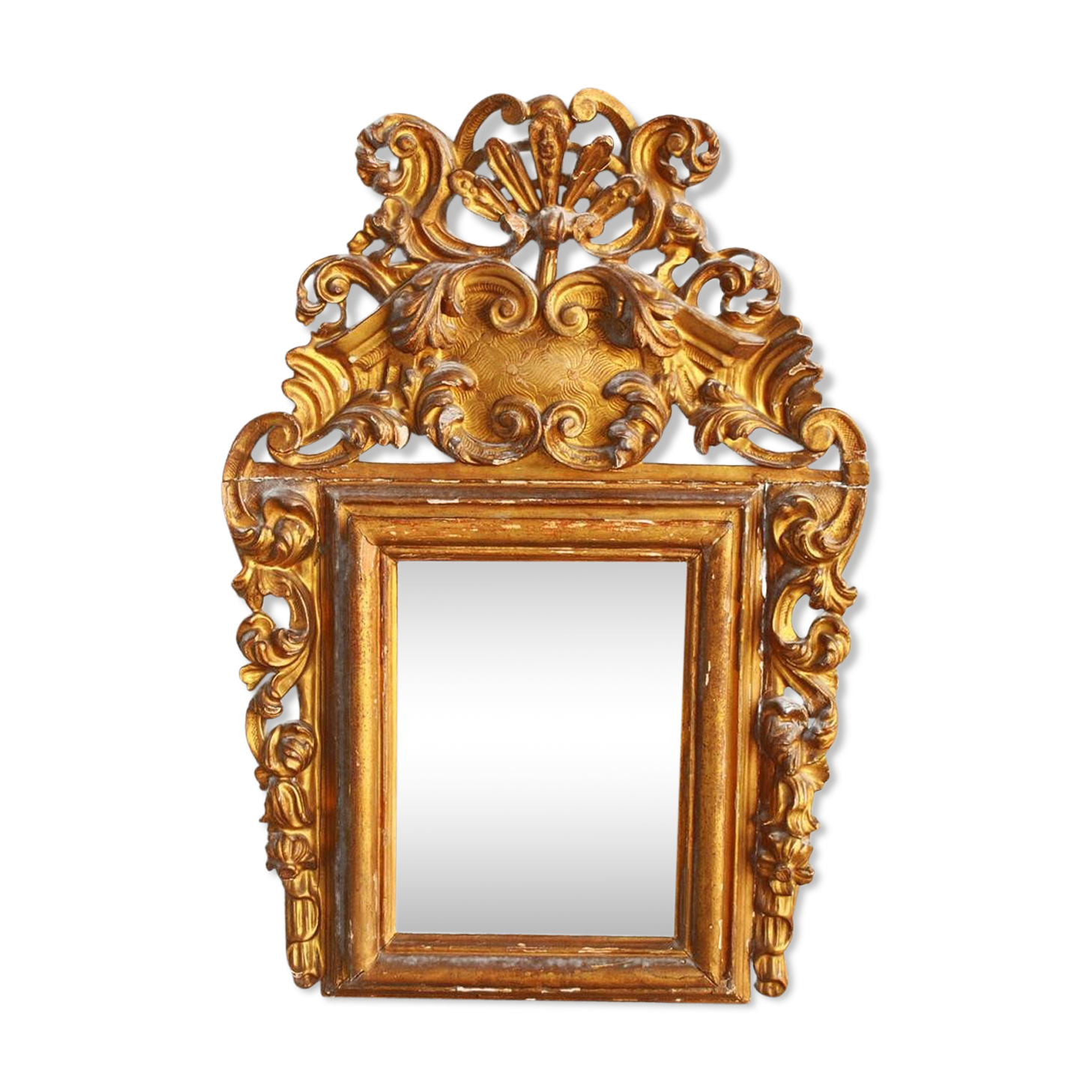 Mirror Louis XIV to time eighteenth wooden Golden 60x84cm