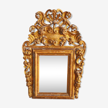 Mirror Louis XIV to time eighteenth wooden Golden 60x84cm