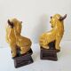 Porcelain Sculpture Pair of Chinese Foo Dogs (Sancai)