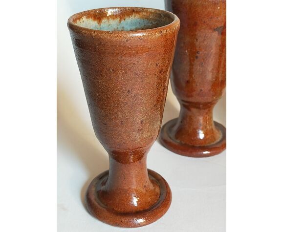 Five ancient potter's mazagrans in enamelled sandstone