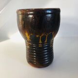 Metallic brown ceramic torso vase