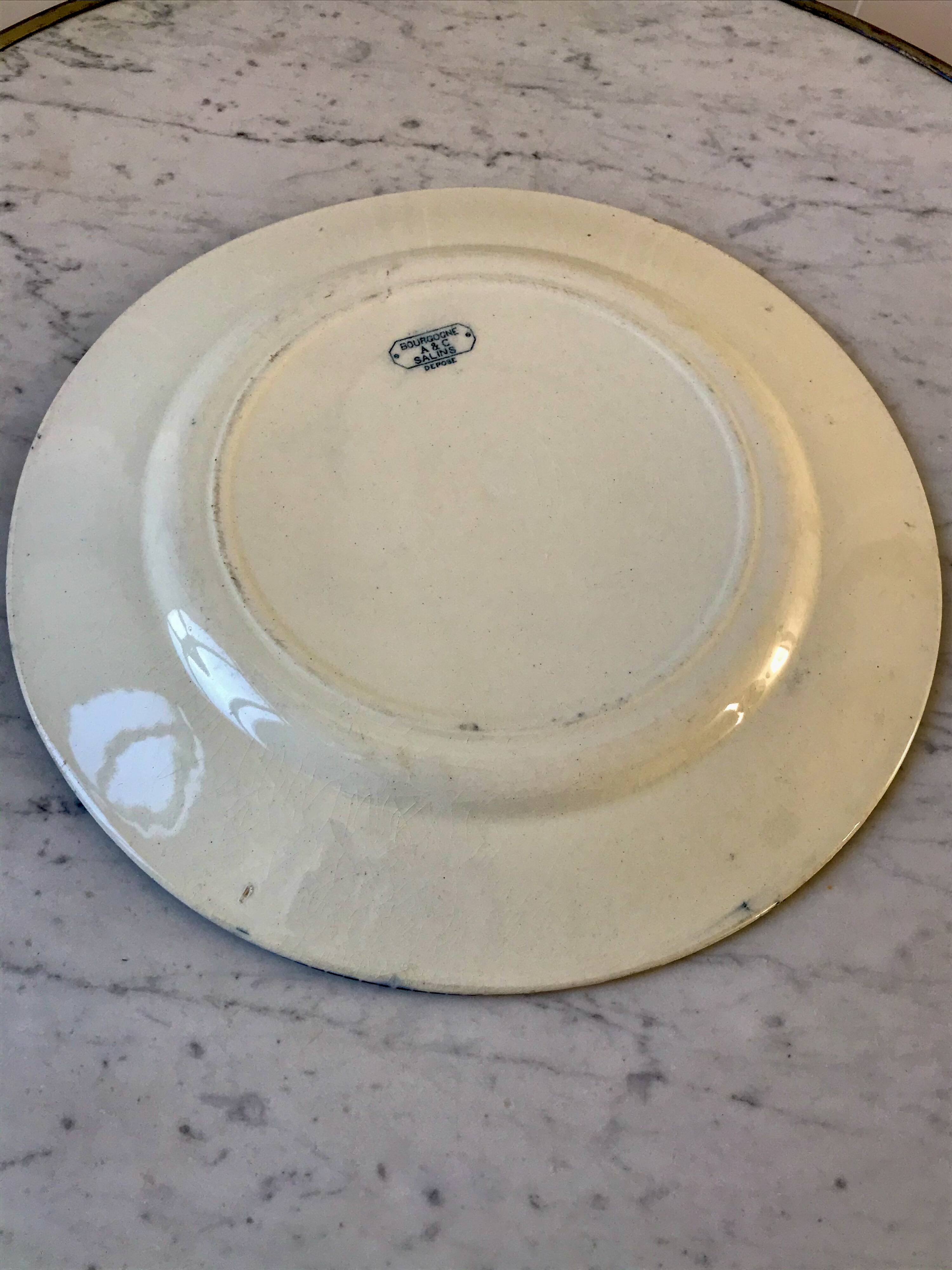 round dish A&C Salins Burgundy model late 19th century