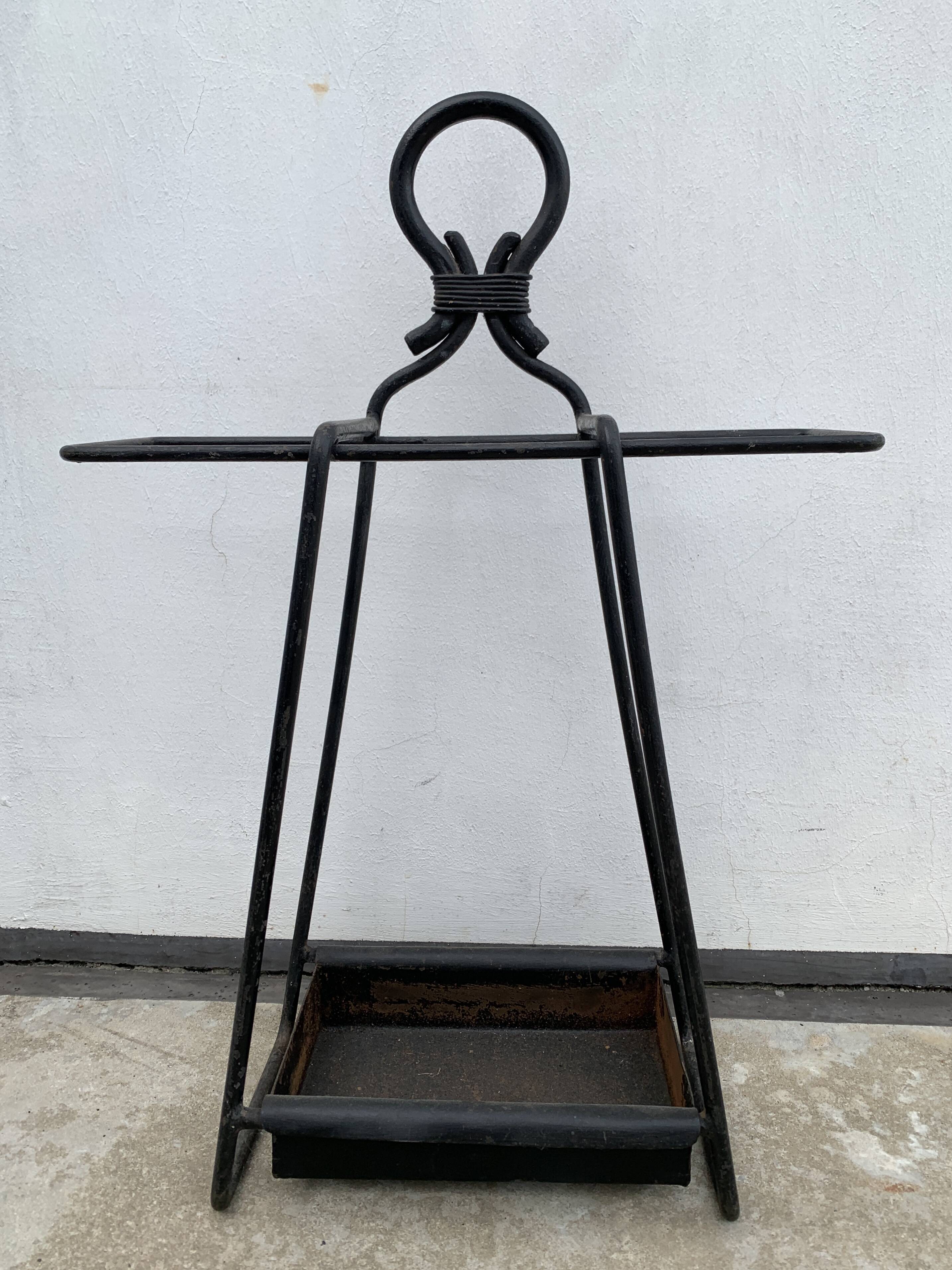 French black wrought iron fireplace set, 1960