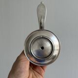 Pair of shiny silver metal candlesticks