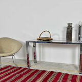 Seventies console structure chrome white marble top