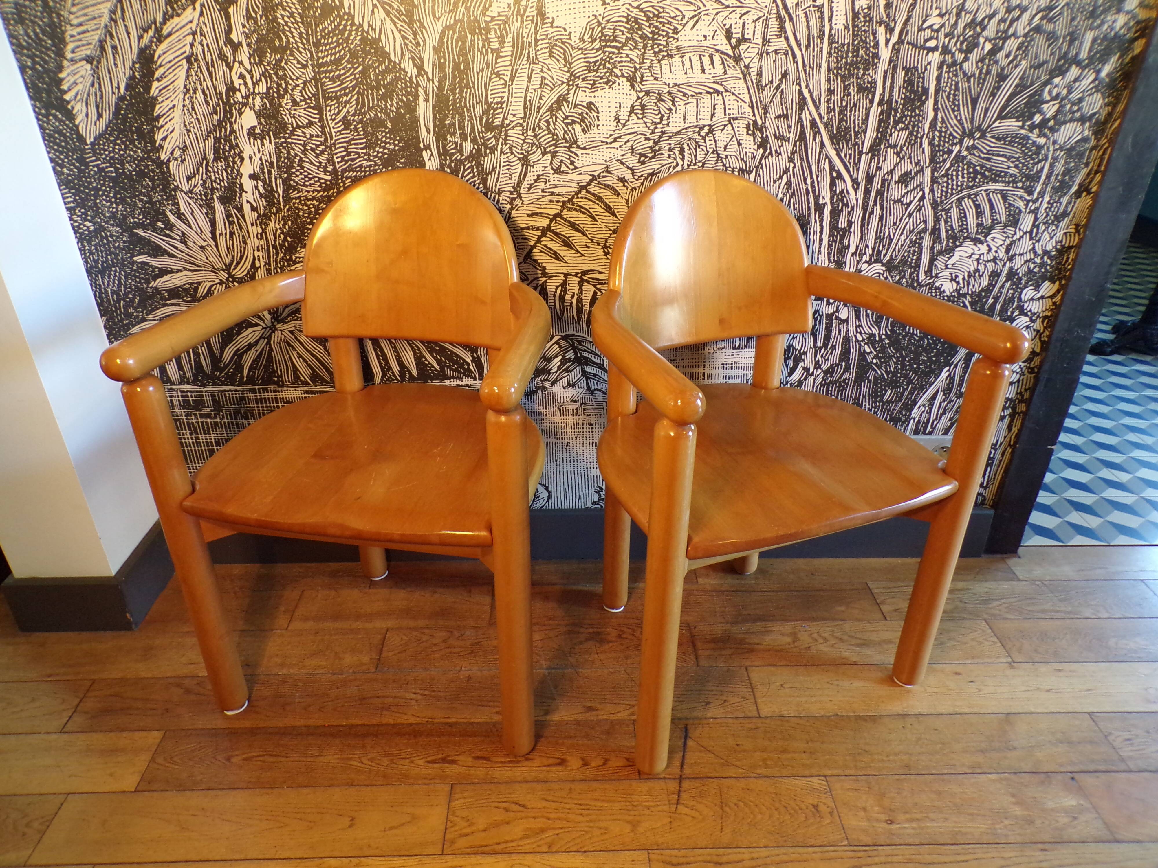 Pair of pine armchairs by Rainer Daumiller for Hirshals Savvaerk