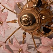 Plafonnier Murano fleurs rose, 1970