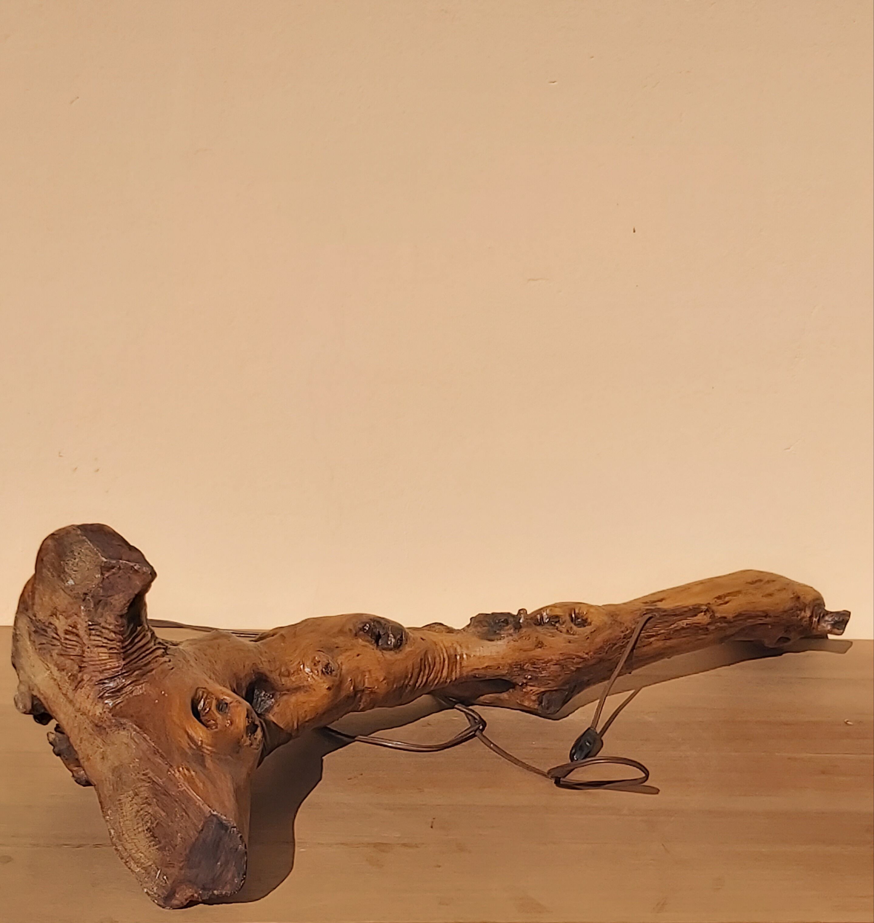 Vintage olive wood lamppost