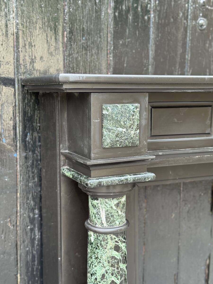 Napoleon III fireplace in black Belgian marble and antique green, circa 1880