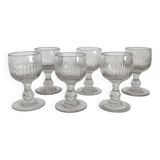 6 verres anciens à côtes creuses, fin 19ème