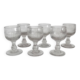6 verres anciens à côtes creuses, fin 19ème