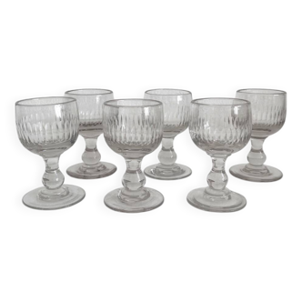 6 old hollow-ribbed glasses from the end of the 19th century