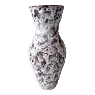 Vase grande taille terre cuite Vallauris blanc et rouge France