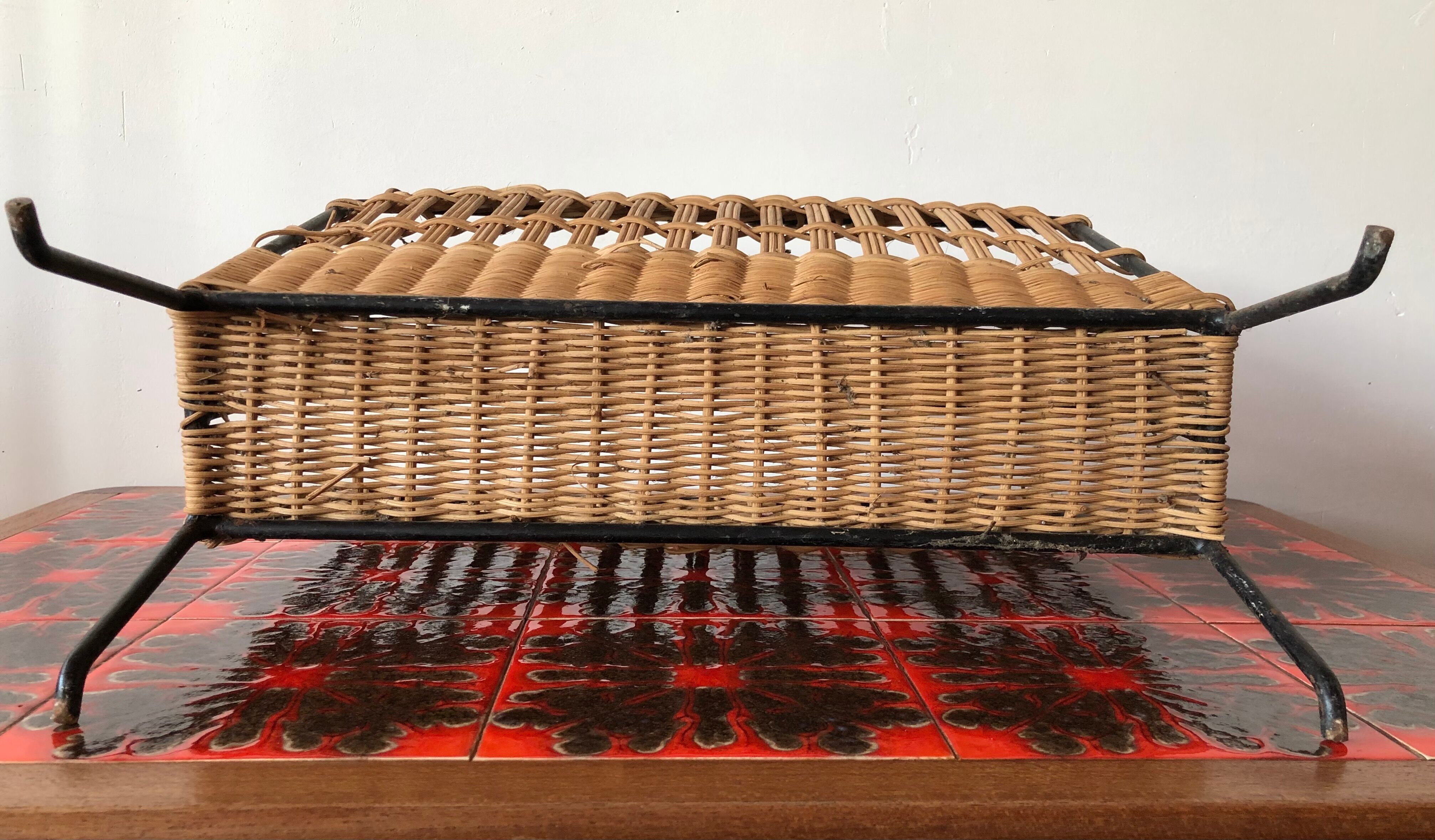 Vintage rattan magazine holder