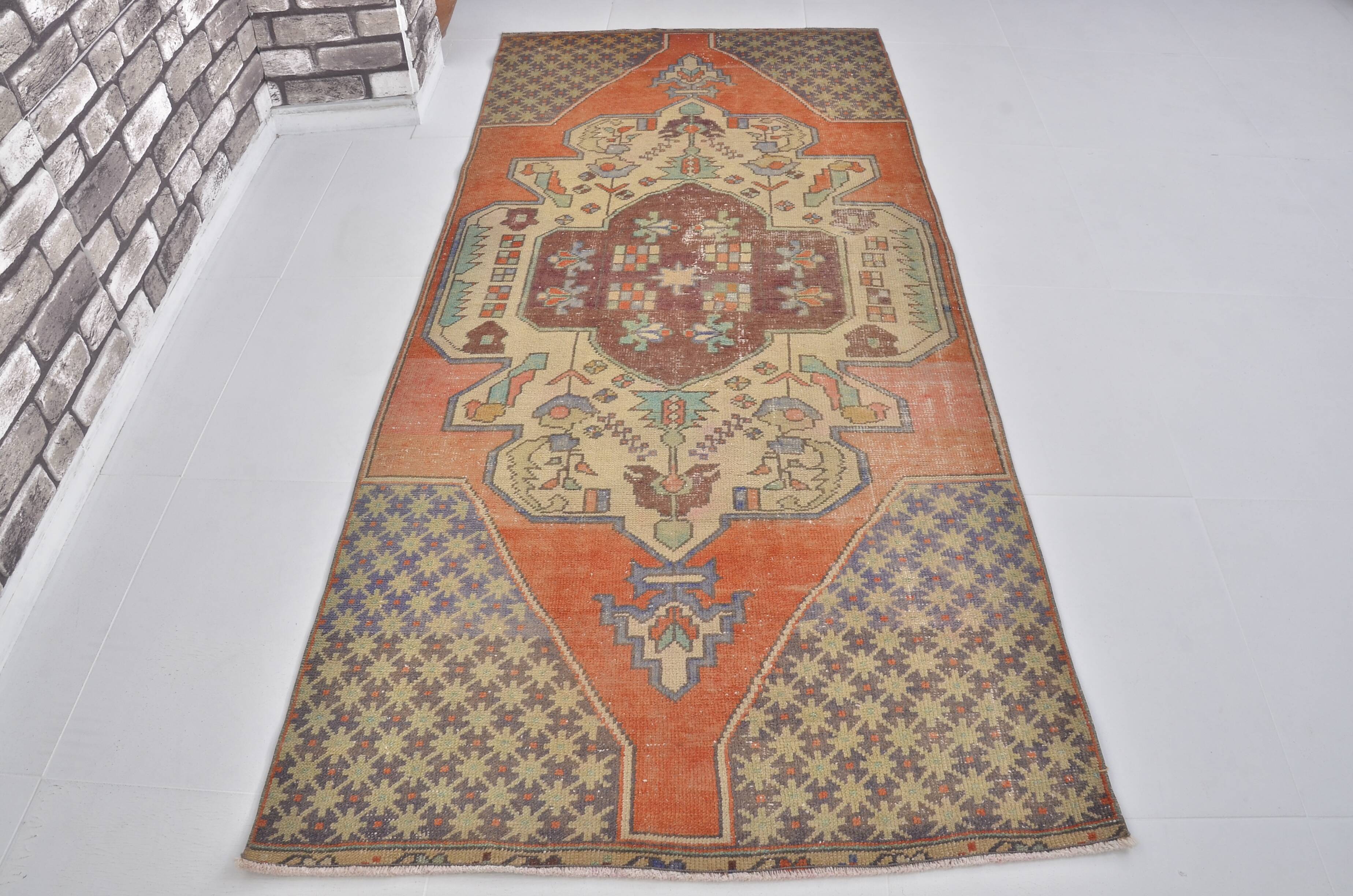 Orange & Brown Turkish Vintage Rug sku 2576