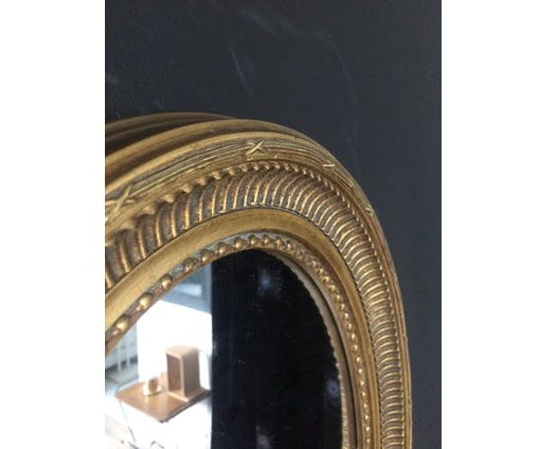 Miroir ancien ovale doré 50x40cm