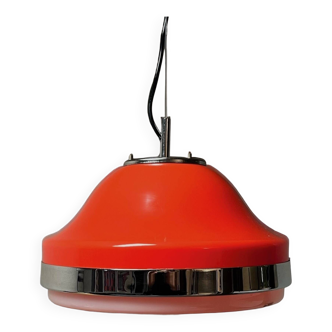 Harvey Guzzini Space Age Orange Hanging Lamp, 1960s