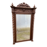 Renaissance style castle hunting mirror Louis XIII carved oak 1880