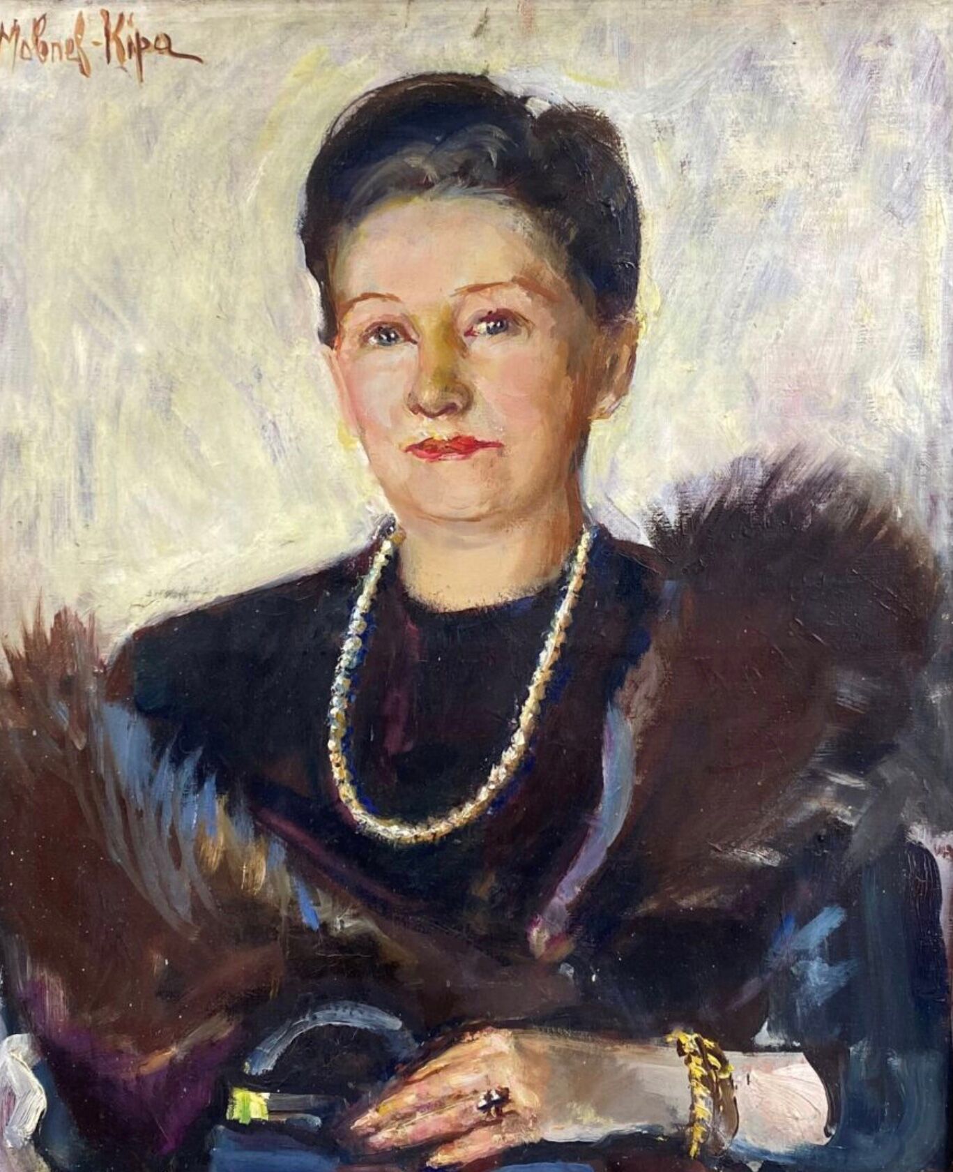 Oil on canvas portrait signed Marina Molonel Kipa