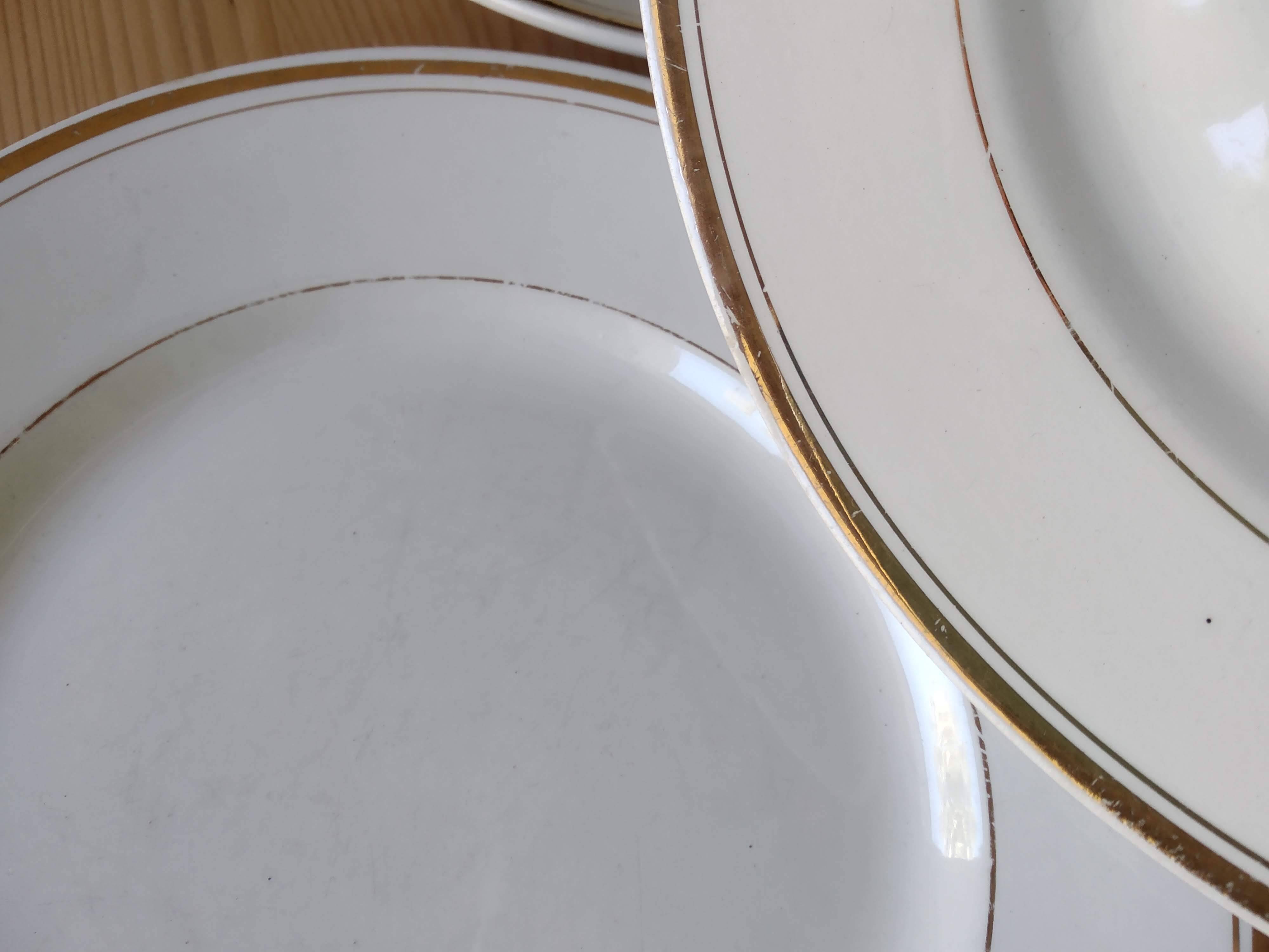 6 Vintage Moulin des Loups Gold-Edged Dinner Plates