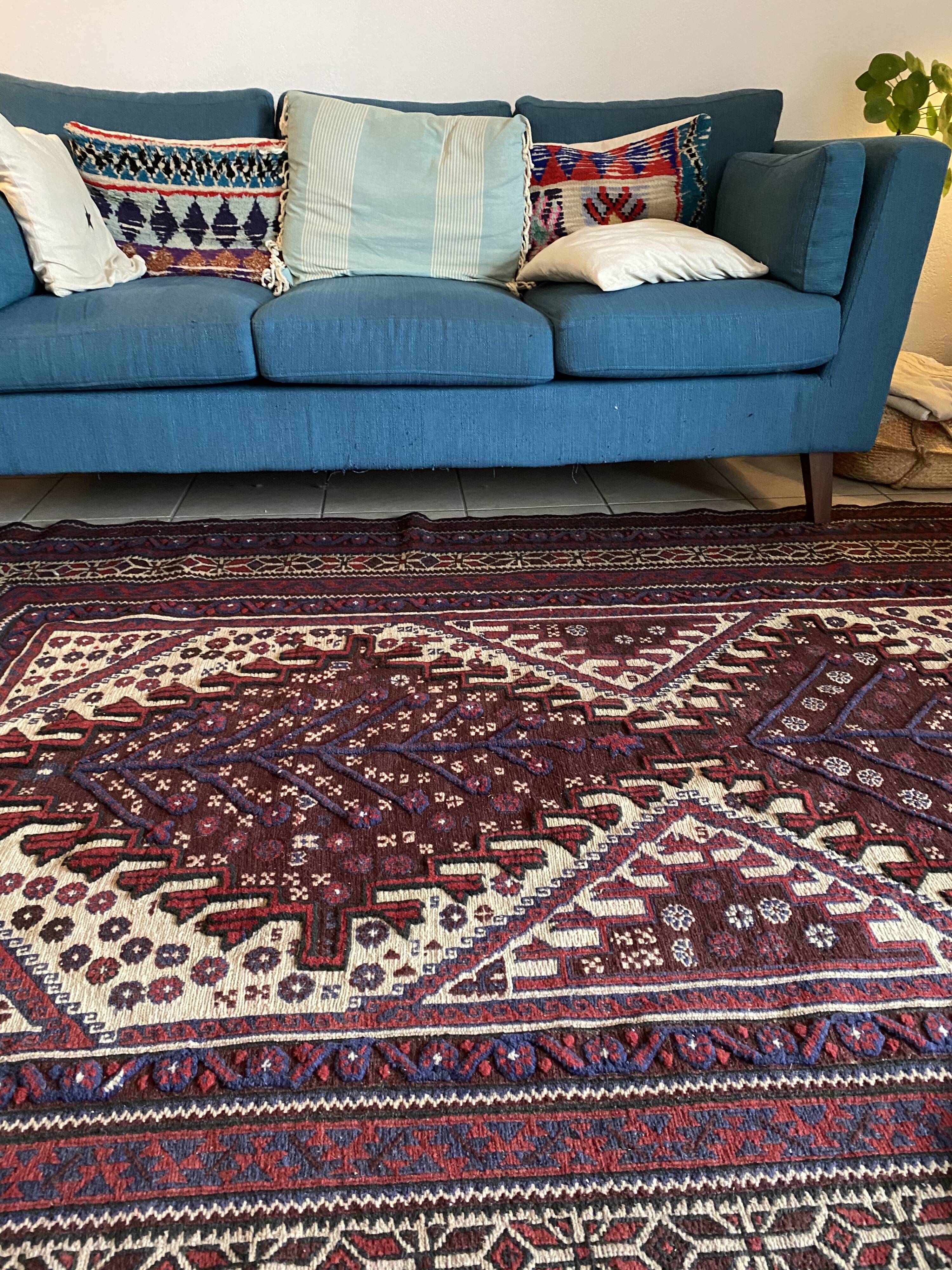 Old Afghan wool rug 270x186cm