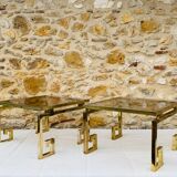 Pair of brass and glass side tables circa 70/80