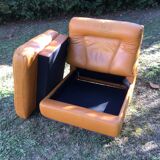 Chauffeuse Jacques Charpentier design vintage en cuir