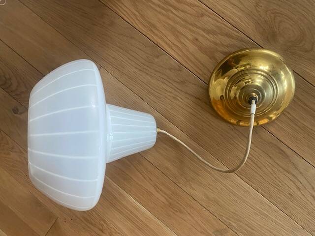 Glass and brass pendant light