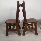 4 brutalist oak chairs