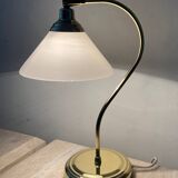 Articulated brass and opaline lamp from the 70s