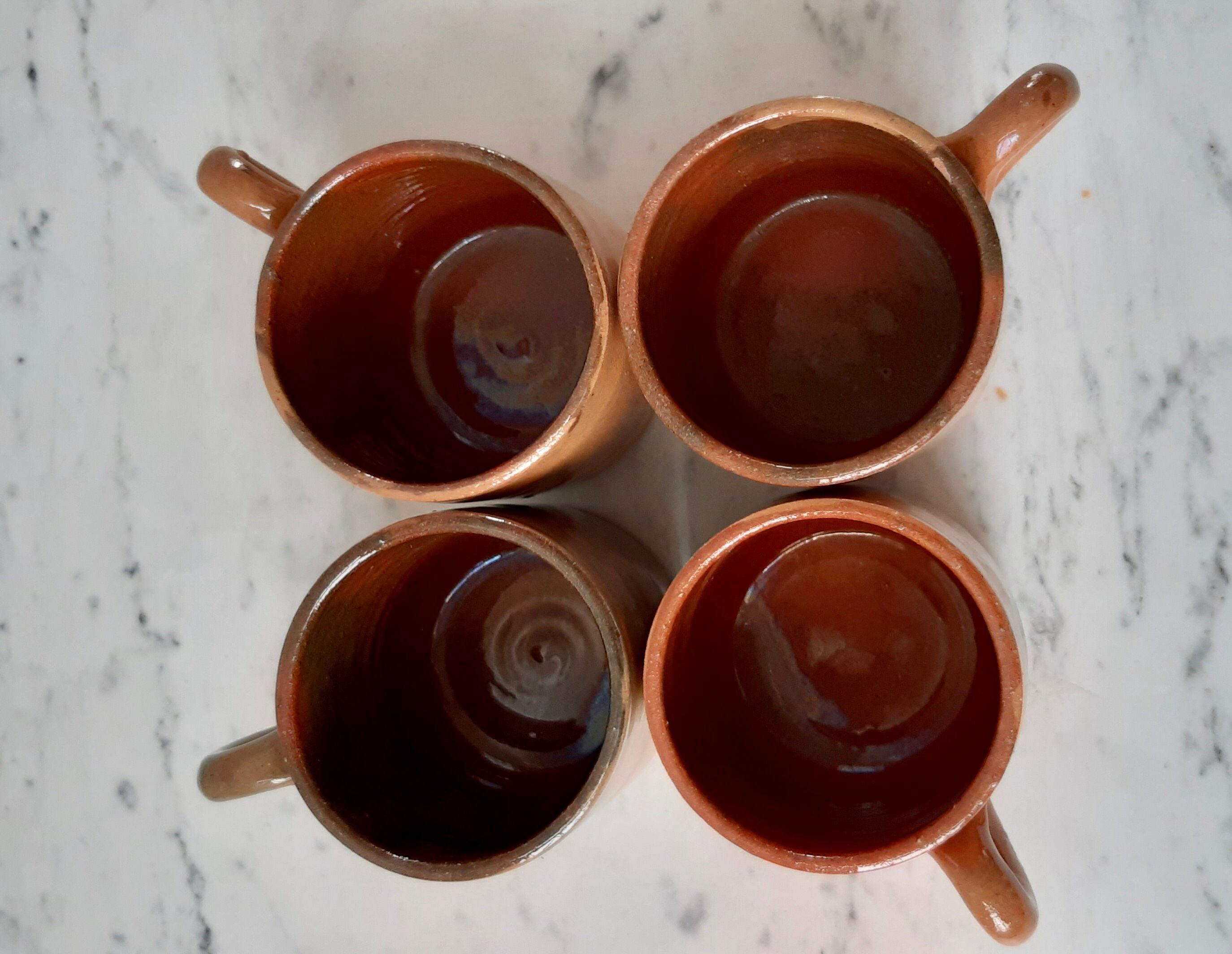 Set of 4 mugs in glazed sandstone 70s