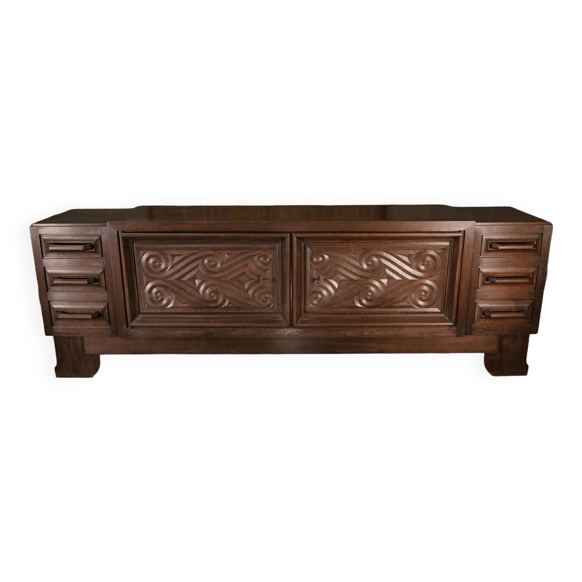 Large solid oak sideboard by André Le Picard 1950