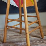 Vintage solid blond wood bar stool