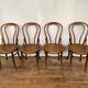Series of 4 old bistro chairs in curved wood Stamp FISCHEL