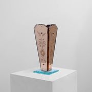 Art Deco Vase in Glass, Mirrored Glass and Wood, France 1920s