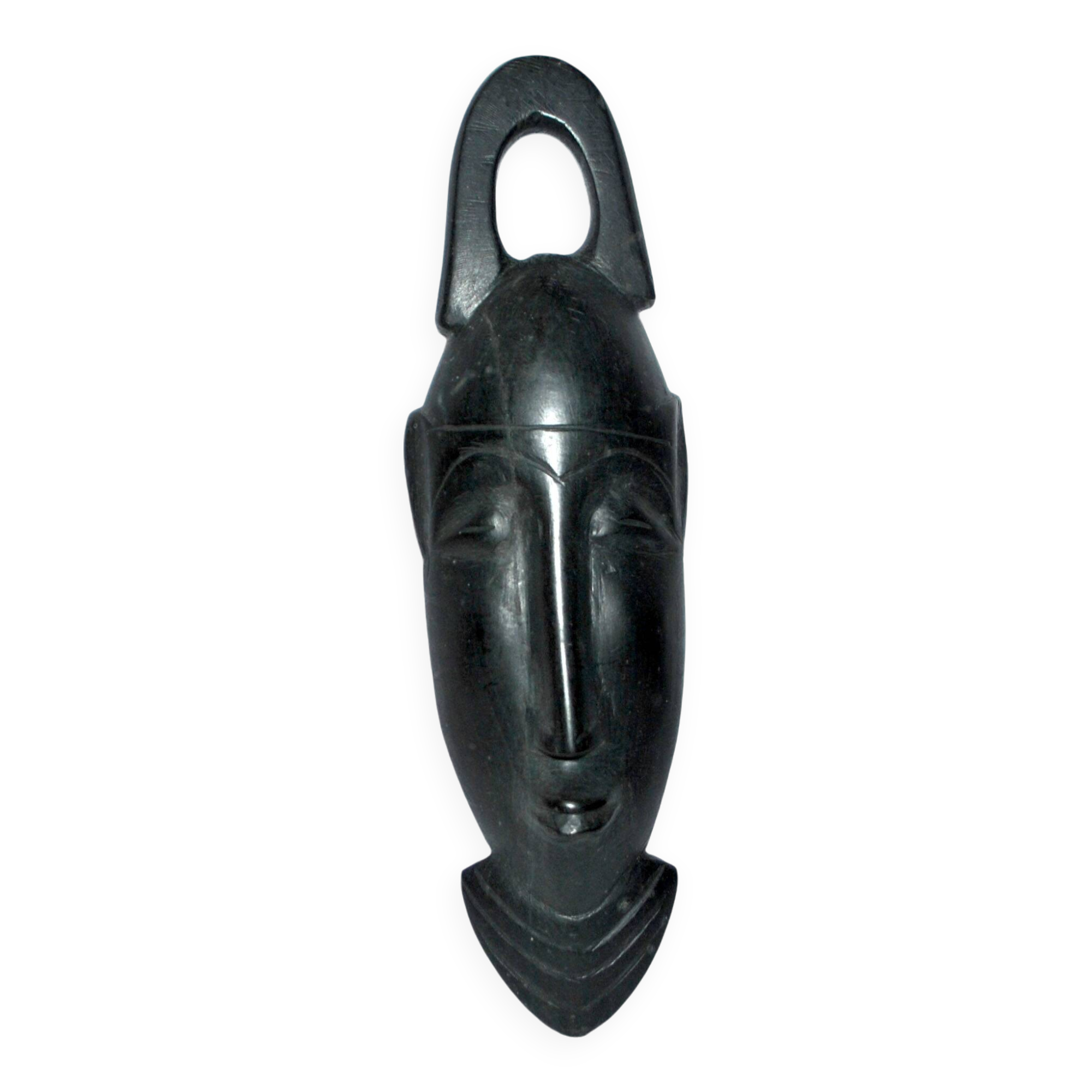 African ebony mask - Bearded head sculpture ETHNIC AFRICA 22.5x7