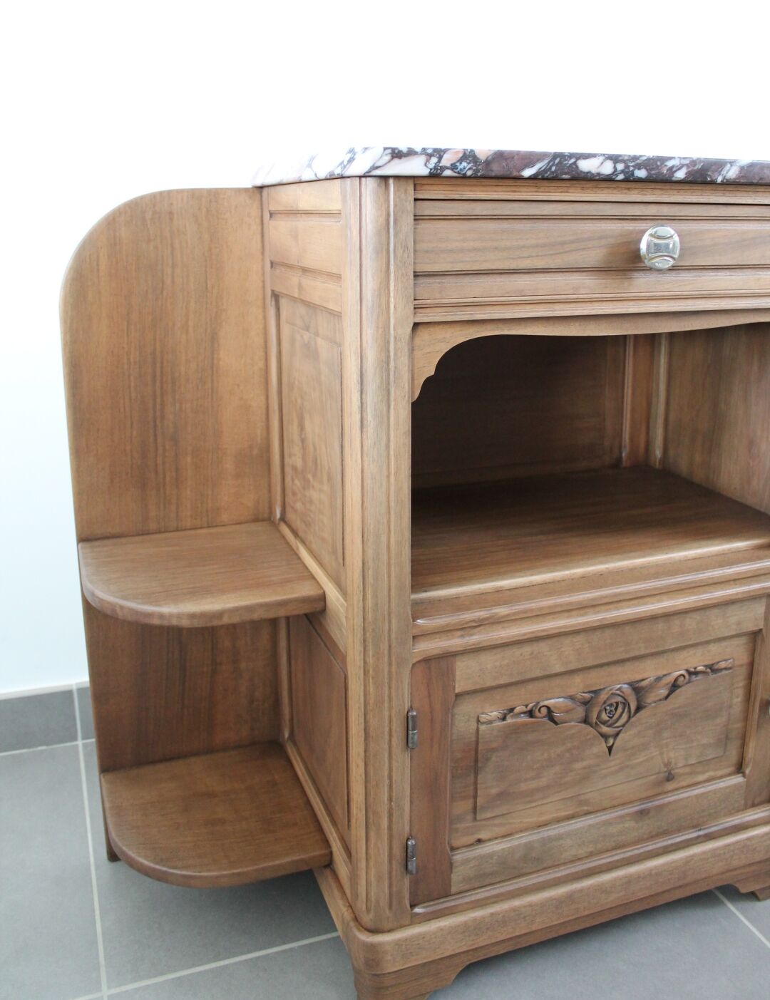 Pink marble bedside table